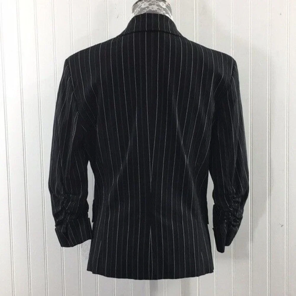 Bianca Nygard‎ Black Striped Blazer Jacket Womens 12 Double Breasted Steampunk